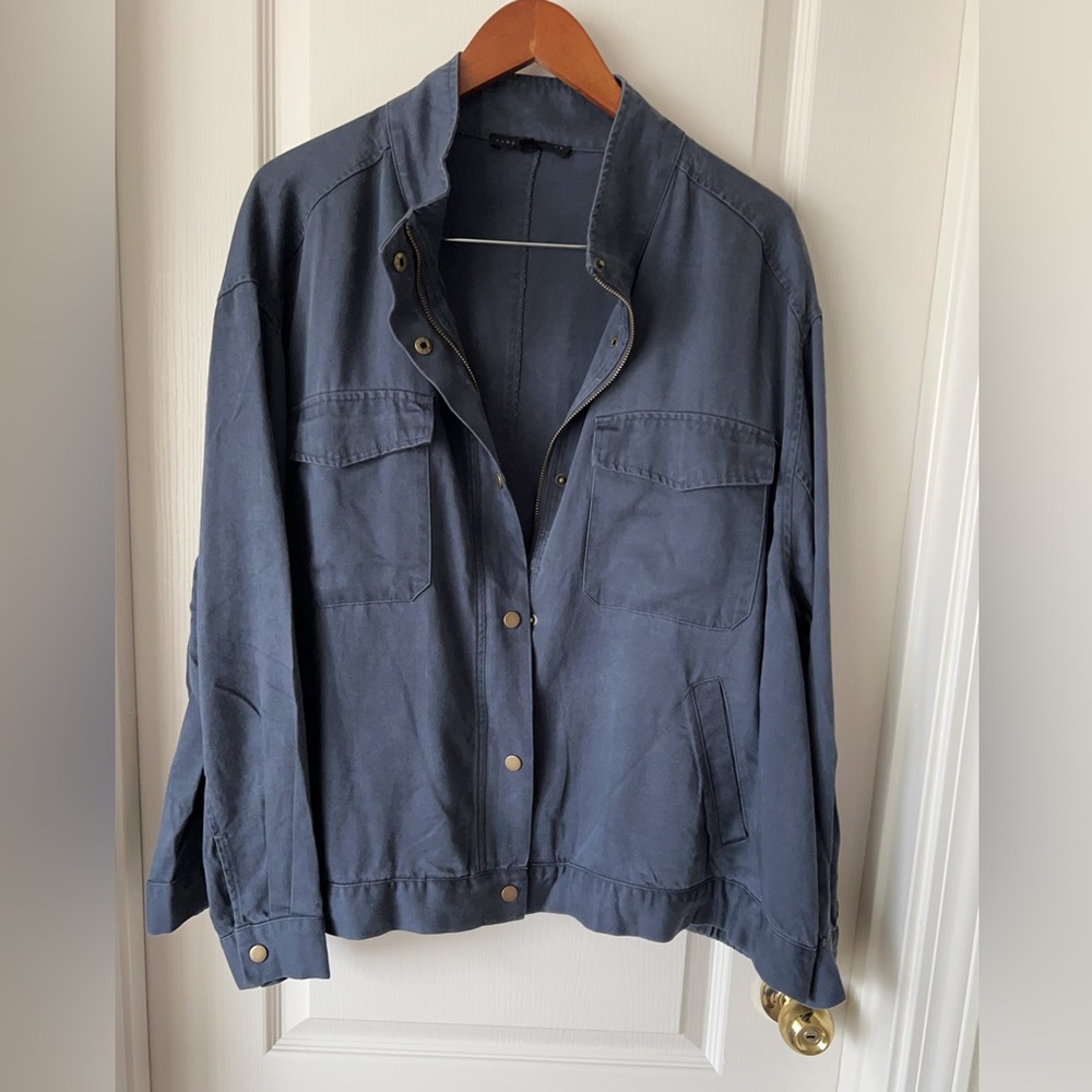 Women Blue Zip Up Thin Jacket - image 1